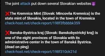 NoName claims to have targeted multiple websites in Slovakia. - Mint Kremnica, s.p. - Banská Bystrica Region #Slovakia #ddos #cyberattack #cti #threatintel