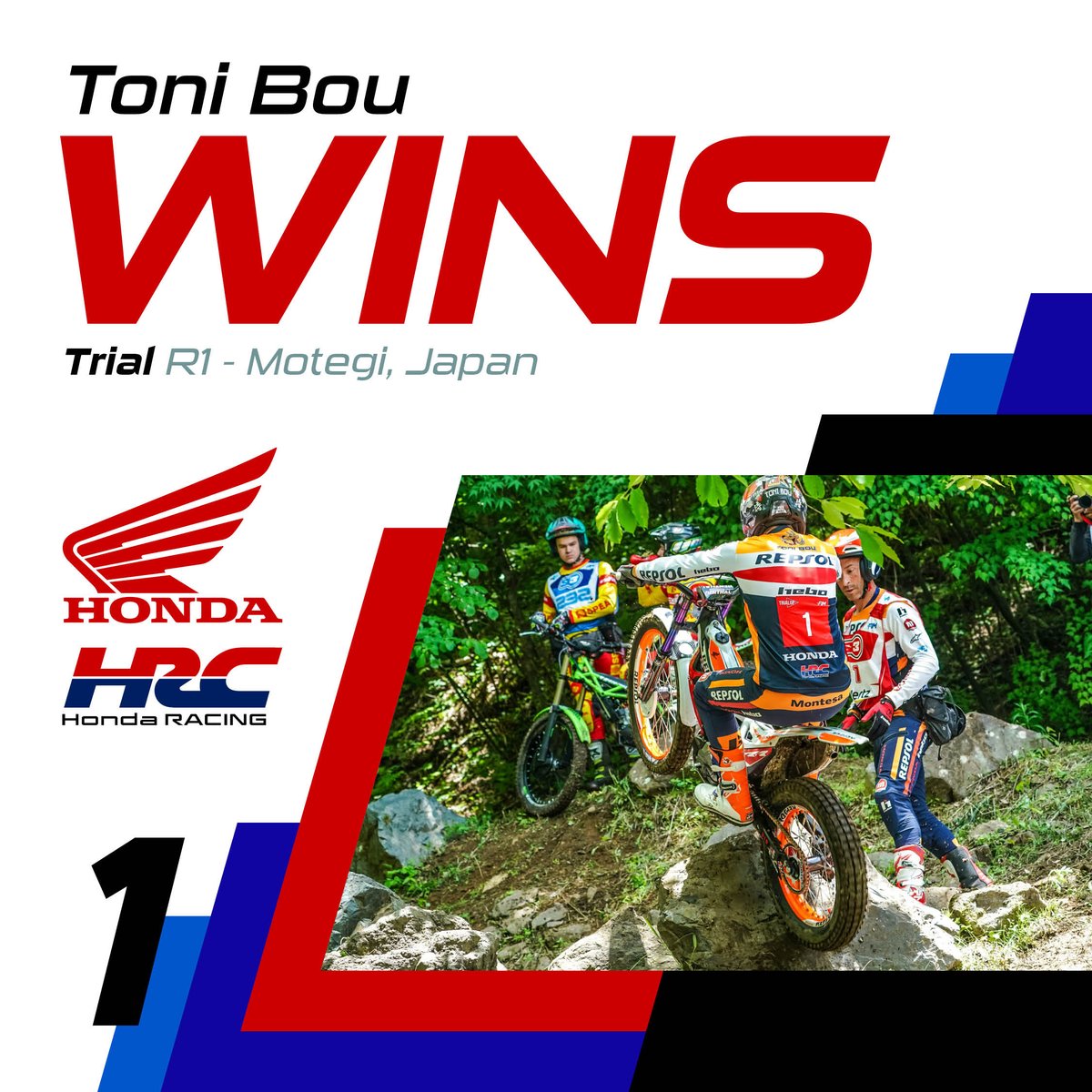 The first day in Japan for the Trial outdoor series this season ends with victory for Toni Bou #Honda #TrialGP