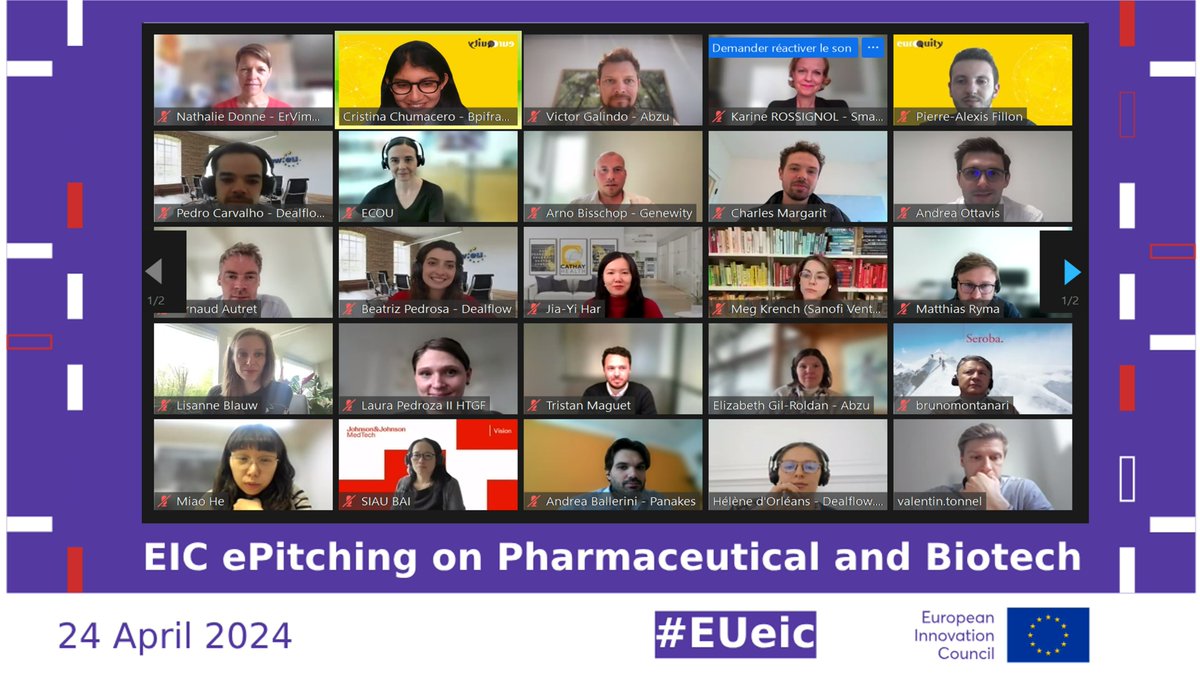 One, two, three, say “pitch”! 📸 Did you miss our last #EUeic ePitching, organised with @EuroQuity_Eu on 24 April 🗓️? You can still discover the inspiring journey of 🎇 Prosion Therapeutics and ErVimmune by clicking on the link below🙌👉bit.ly/3UPbvMg
