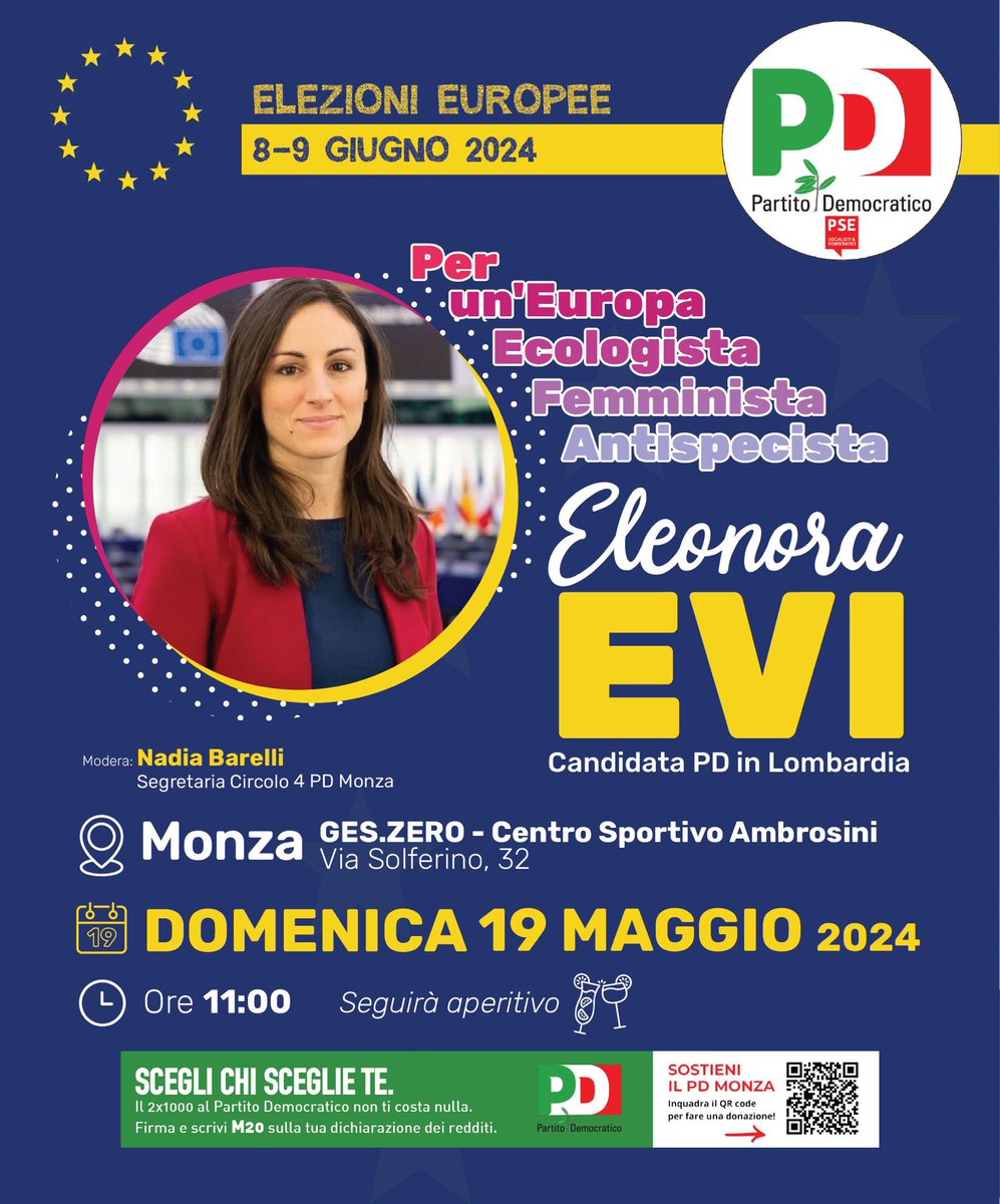 Domani ci vediamo a #Monza! 

@pdmonza #europee2024 #europa #partitodemocratico #eleonoraevi #ellyschlein