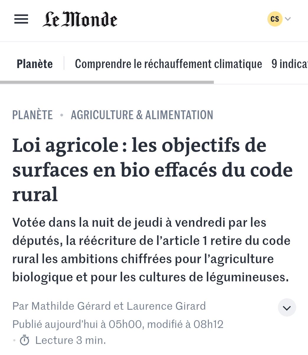 Hallucinant. Il s'agit d'une offensive politique sans précédent contre l'agriculture bio.