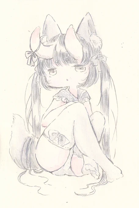 つのちゃん。#イラスト #女の子 #ケモ耳 #アナログ画 #illustration 