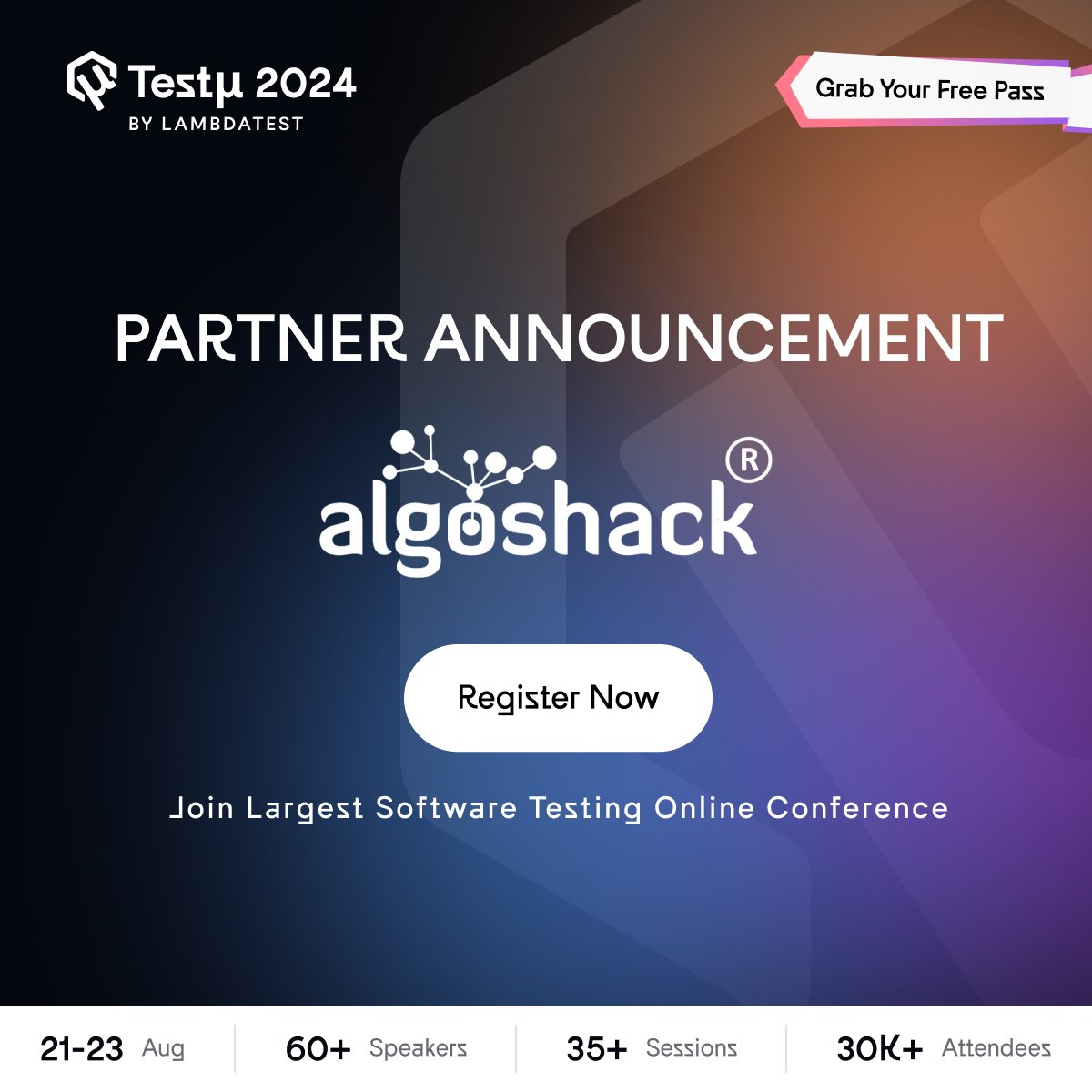 Excited to introduce @AlgoshackT as our partner for #TestMuConf 2024 🔗 bit.ly/testmuconf_2024

Drop by AlgoShack's booth to learn about transforming software quality with low code / no code. Also, get your hands on some intriguing freebies.🎁🎁

#Conference #SoftwareTesting