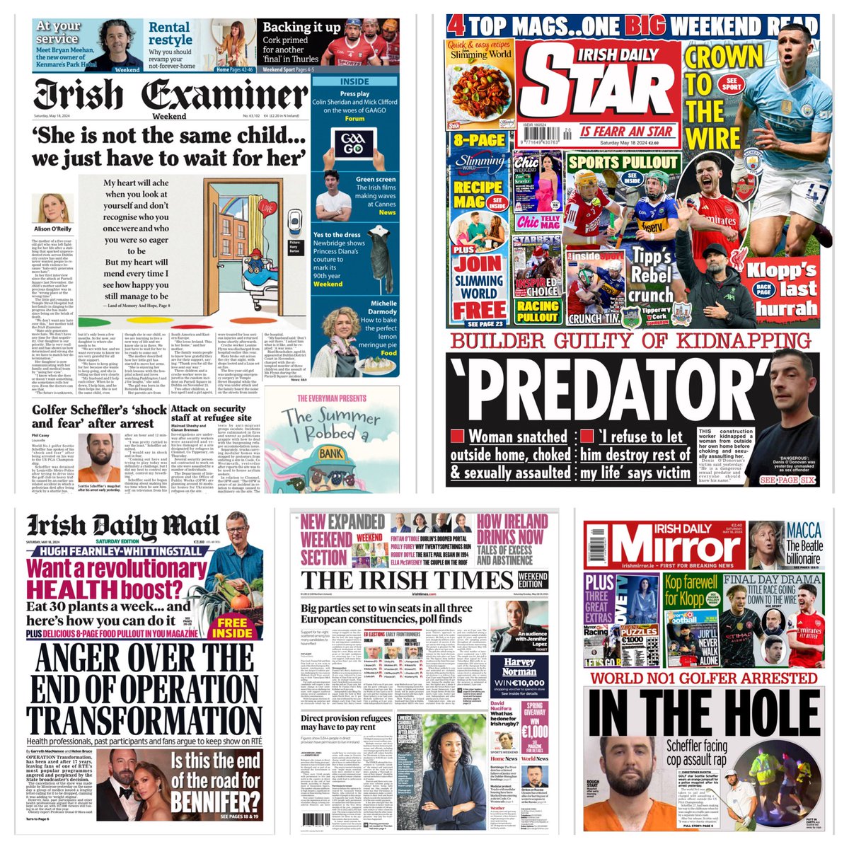 Saturday’s front pages.