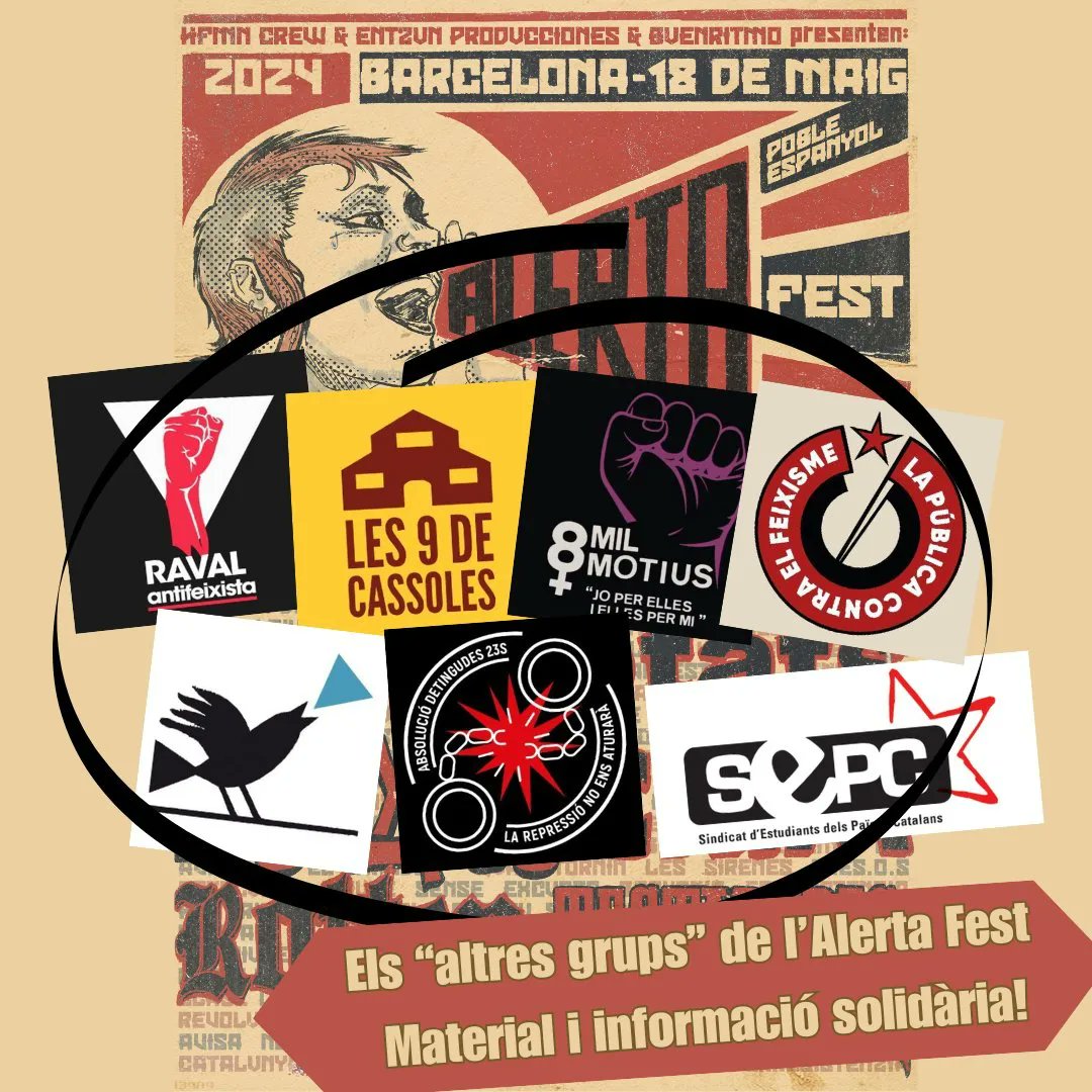 ⚡🎶 Ganes d'Alerta Fest! 🎶 👉🏽 Paradeta solidària amb les lluites: Antifeixista, Habitatge, Feminista, Llibertat d'expressió, Independentista, Estudiantil. 👉🏽 En entrar agafa el fulletó 😘 i consumeix a les barres 🙏🏽 👉🏽 Entrades a taquilla i online ⤵️ ja.cat/AlertaFest