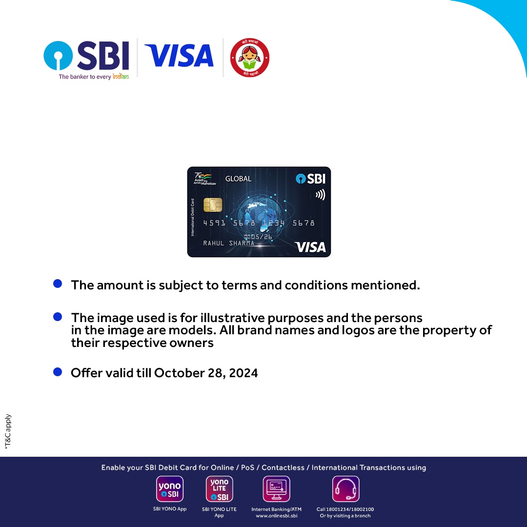 Ready for a shopping spree? Tap and pay with SBI VISA Debit Card and claim your ₹ 300/- voucher for some extra shopping! Know more : bank.sbi/web/personal-b…  #SBI #TheBankerToEveryIndian #PaySafeEverydayWithVisa