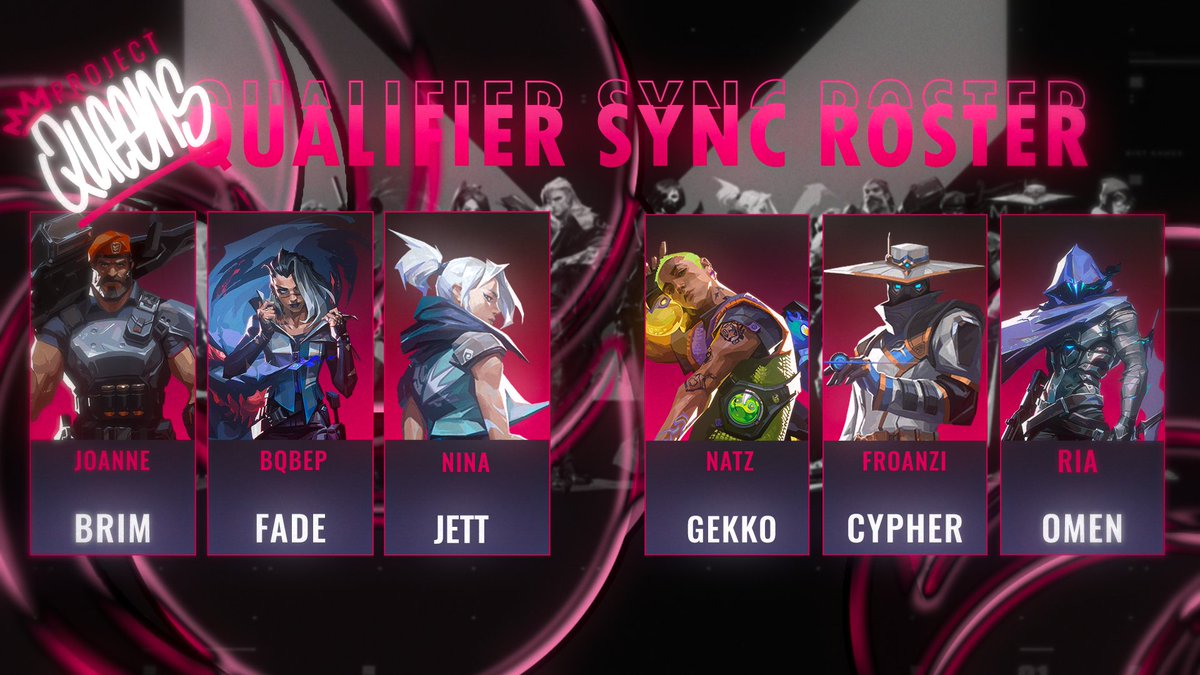 sync_valorant's tweet image. We proudly announce the SYNC-Roster for the upcoming @projectvgg Queens Split!🌸

🇩🇪 @jen_vlr 
🇩🇪 @ninaaleinn 
🇩🇪 @froanzi 
🇩🇪 @Bqbep 
🇩🇪 @riaaval (IGL)
🏴󠁧󠁢󠁳󠁣󠁴󠁿 @joanne_x8 (IGL)

🇩🇪 @MaikeruAkaya (Coach)

Special thanks to @edixart for the Post  🫶
#inSYNC