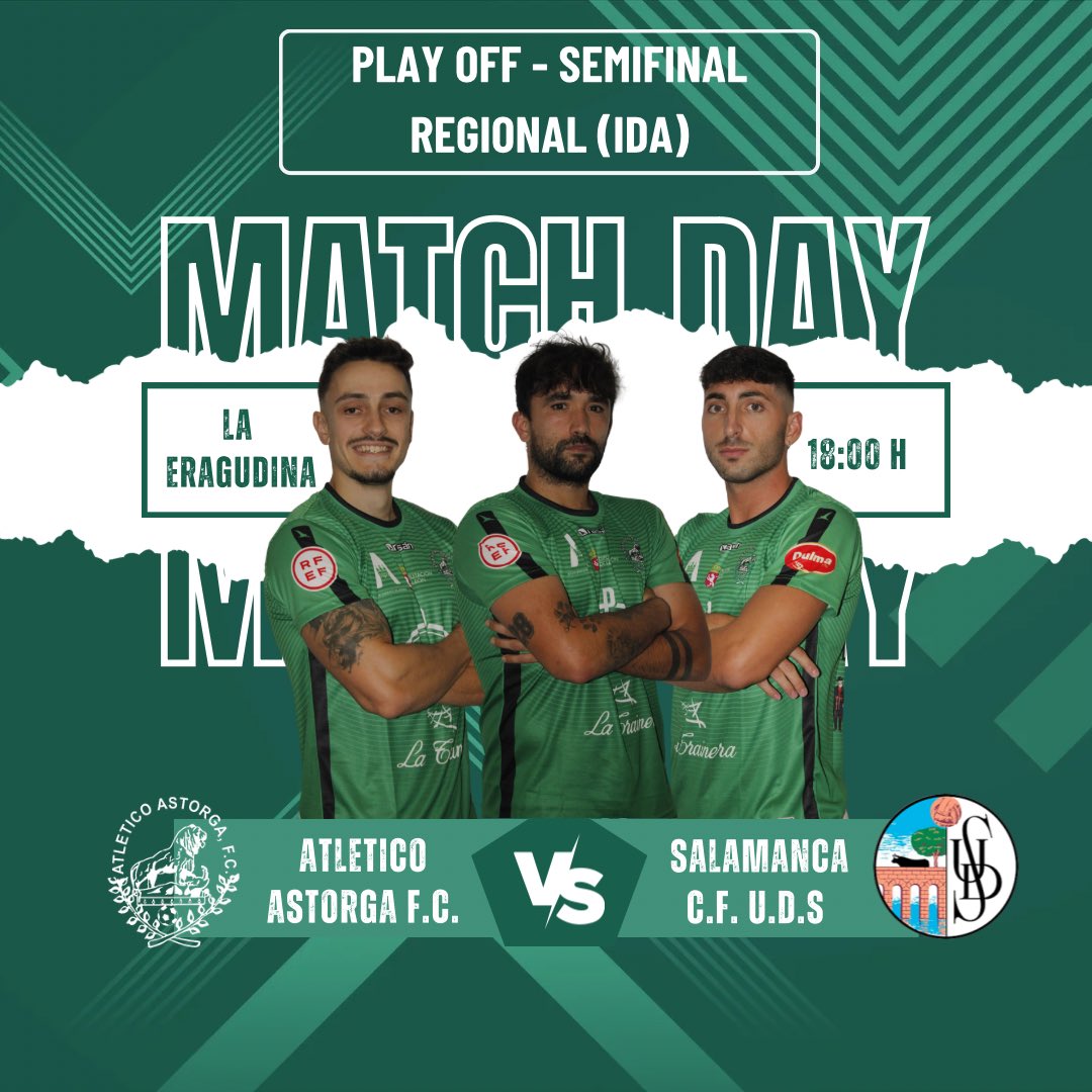¡ ＭＡＴＣＨ ＤＡＹ!

🏆 🅿🅻🅰🆈 🅾🅵🅵
✅ Semifinal Regional (Ida)
🆚 <a href="/SalamancaCFUDS/">Salamanca UDS</a> 
⌚️18:00H 
🏟️ C.D.M. La Eragudina
🎟️ APERTURA DE TAQUILLA: 16:00h

#Juntos🤜🏻🤛🏻 
#SomosUnaFamilia 
#ReydeCopas 
#VamosVerdes💚⚽️