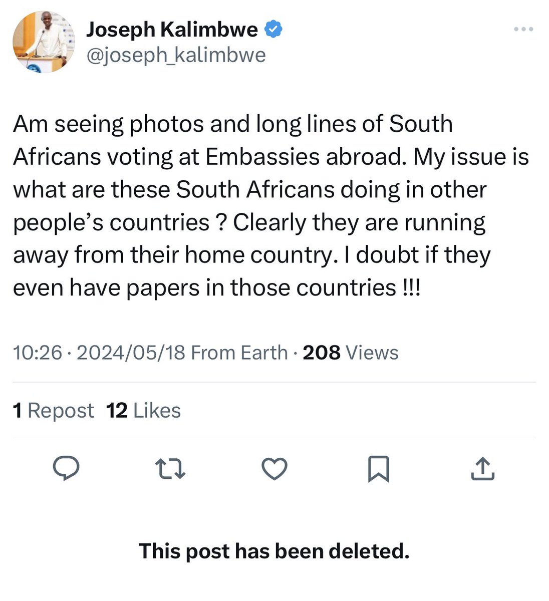 Don’t start. You can see it’s majority white South Africans. You, and Pain Africanists, have a problem with them being in SA now when they are in their ancestral lands you still have a problem. Concern yourself with Zimbabweans who can’t vote outside of Zimbabwe.