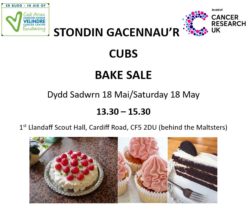 weeknoxy's tweet image. Last my daughter Abi&apos;s Cubs group held a Cake sale to raise money for Velindre.
photos.app.goo.gl/iNMKMjhLxkfNRC…

They are going to do it again this year for @Velindre and @CR_UK.

Saturday 18th May. 1.30pm to 3.30pm at the Scout Hall, Llandaff, Cardiff beside The Maltster.