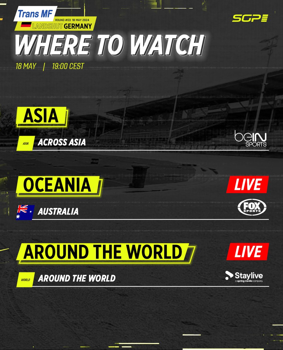 Are you ready for today's action?! 🔥

Here's how you can make sure you don't miss a moment of the #GermanSGP 🇩🇪

More info here 👉 bit.ly/SGPWhere2Watch

#FIMSpeedwayGP