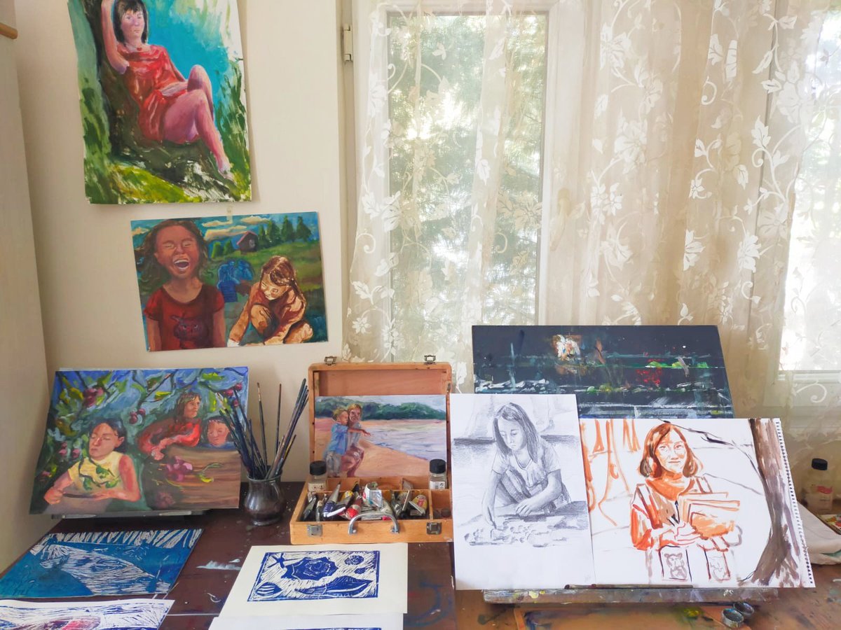 A corner for the creative hunger #homestudio #paintings