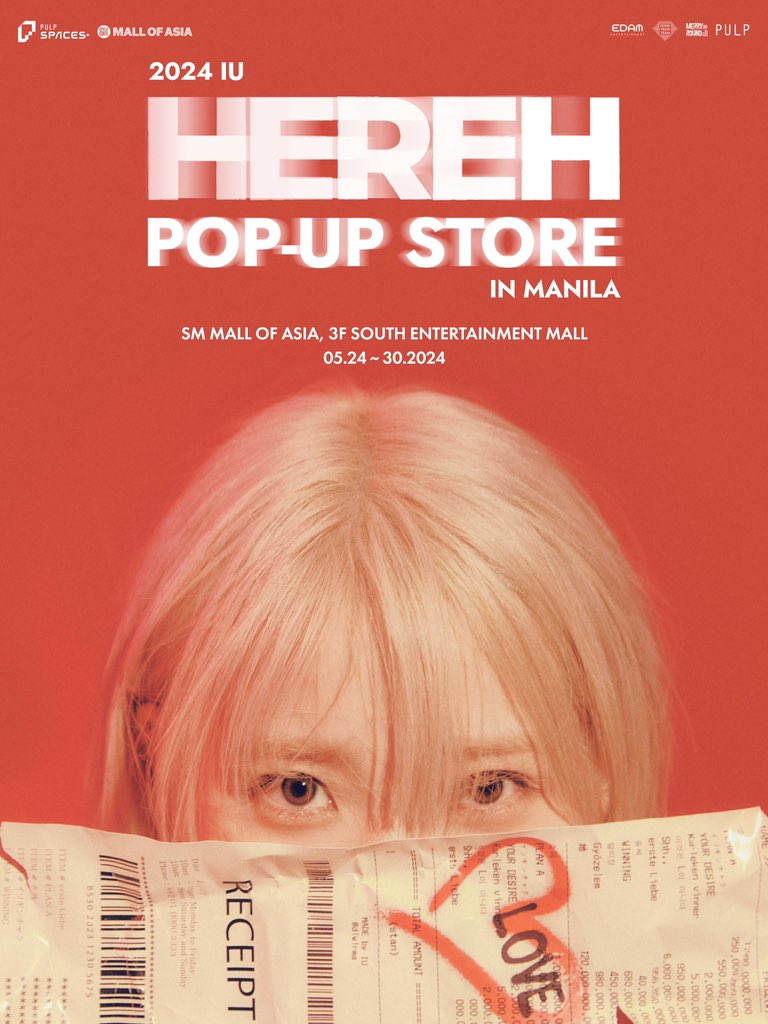 PULPSpaces's tweet photo. 2024 IU HEREH Pop-Up Store is landing at SM Mall Of Asia, 3F South Entertainment Mall from May 24 to May 30, 11AM to 9PM PHT! 🌟 See you there soon!

#아이유 #IU
#HEREH #HEREH_WORLD_TOUR_IN_MANILA https://t.co/5yiSXL9EAV