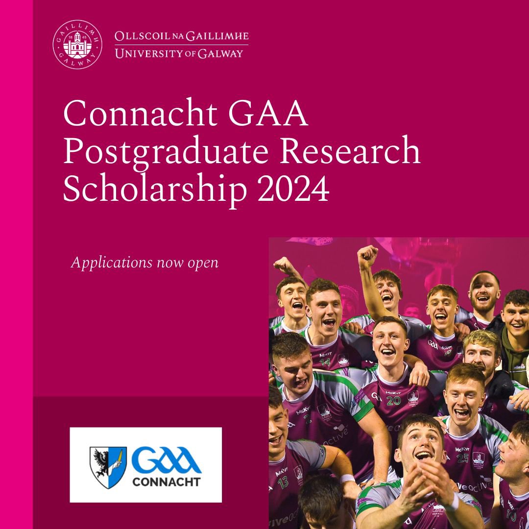 Masters Scholarship - @ConnachtGAA is offering a full-time 1 year Masters research degree @uniofgalway commencing Sept 2024. The scholarship will cover fees plus an expense allowance of €500. I will support the successful candidate.(Deadline Extended)- connachtgaa.ie/university-of-…