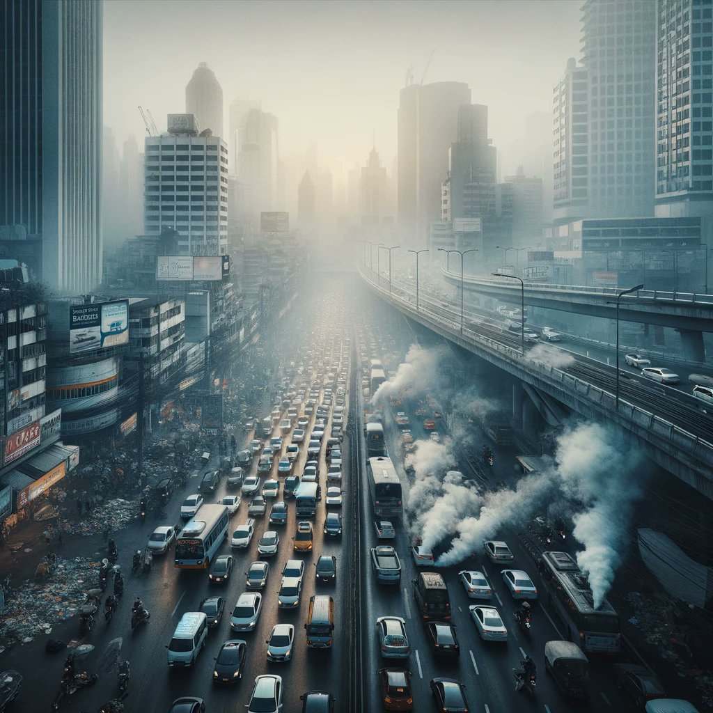 Traffic jams aren't just annoying, they're harmful! Idling cars produce significant pollution. If we reduce congestion, we breathe better. 🌬️🏙️ #StopTheJam #BreatheEasy #CleanAir #GreenCities
