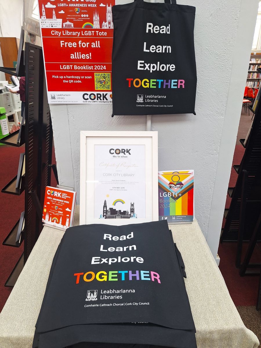 Call in to the City Library to grab one of our limited Cork City Libraries LGBT Awareness Week totes! They won’t last long! 😀🏳️‍🌈 LGBTI+ Awareness Week is celebrated from 12– 19 May! 👍 #AllOfUs #CityOfWelcomes #RainbowPicnicCork #aSafeCityForAll