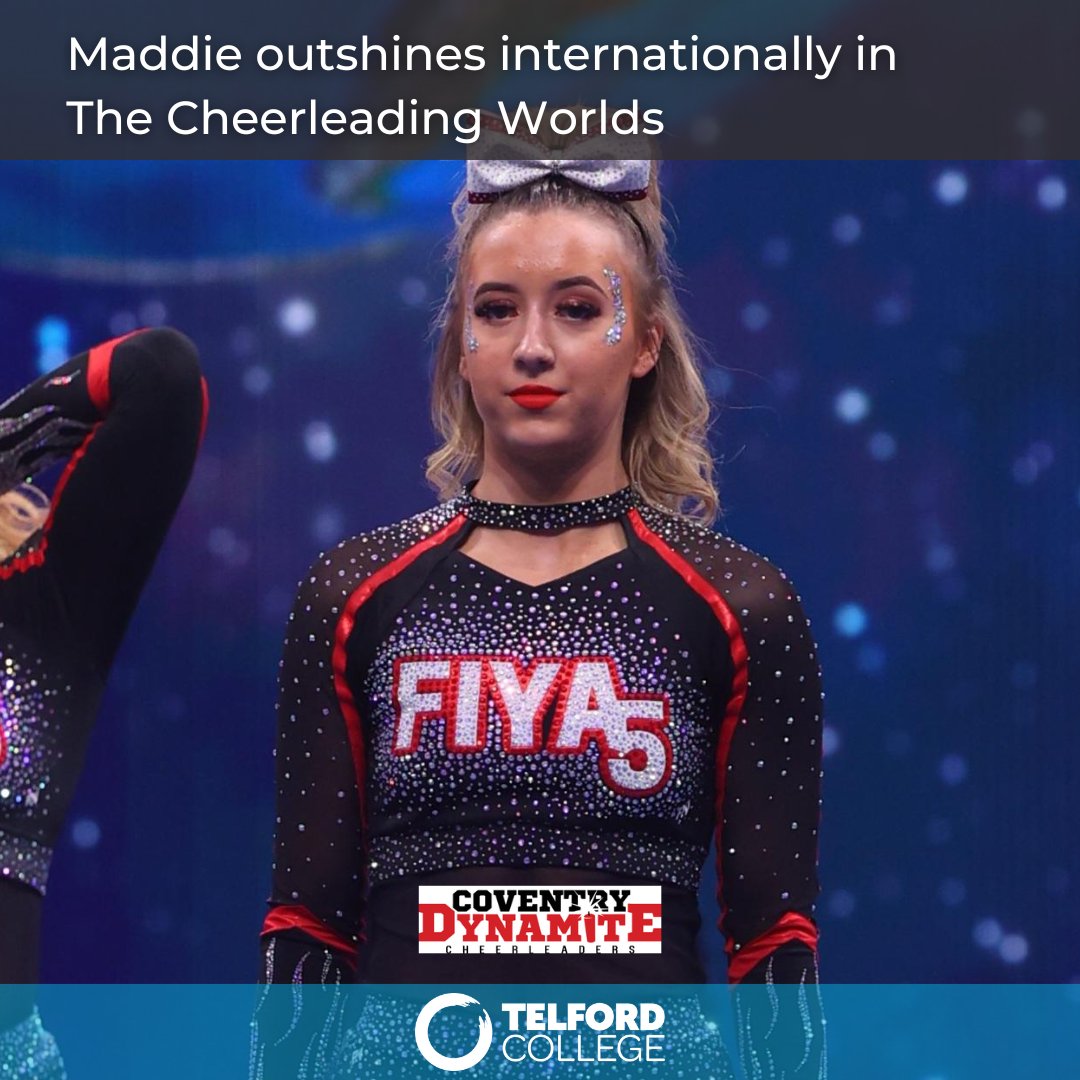 Our sports student Maddie finished sixth at @The_CheerWorlds competition in Florida for @CD_Cheer 🤸‍♀️ Find out how she got on 👇 telfordcollege.ac.uk/news/sport-stu…