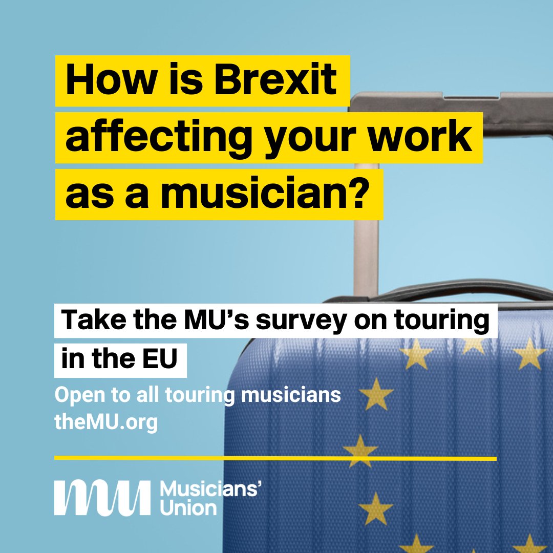 Are you touring in the EU? Do you want to tour but can't because of changes since Brexit? We want to hear from you! Take the survey: bit.ly/3y1JZ6e Your answers will give us up-to-date statistics and examples to use in our lobbying and advocacy work