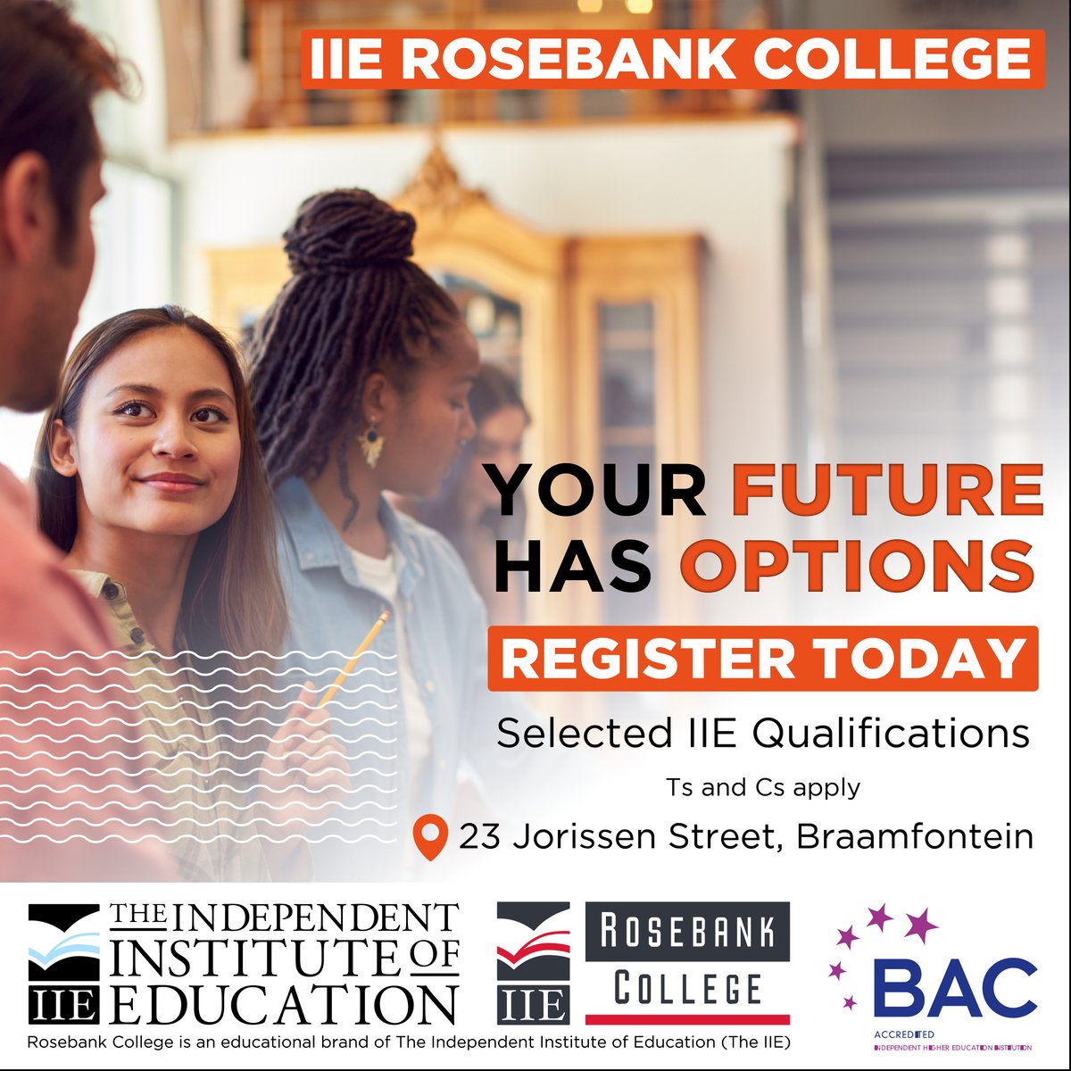 Apply and register today at our IIE Rosebank College Braamfontein campus; you can apply through this link: bit.ly/32tLVoA or send a WhatsApp text to 087 240 6457. Apply and register today! #iierosebankcollege #2024Mid-Year #registrationopen #applytoday