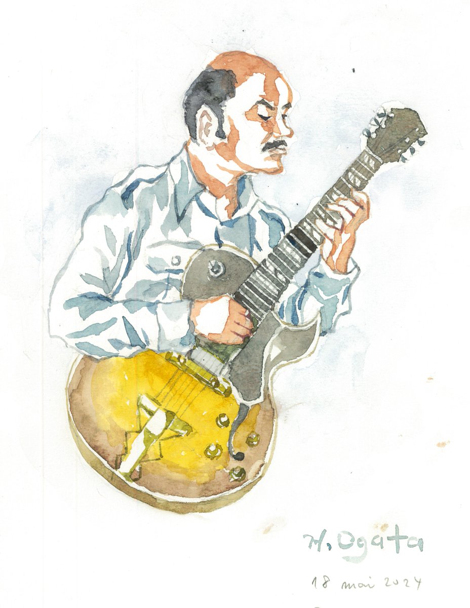 ジョー・パス　Joe Pass
＃水彩画　#人物画 ＃ジャズ　＃ギター　＃ジョー・パス
#watercolor #portrait #jazz #guitar #JoePass