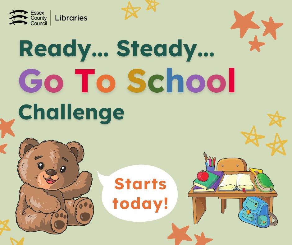Starting today!🥳 Our fun challenge for pre-schoolers is ready for your little one to sign up! Collect stamps as they complete fun activities that’ll give them confidence and skills to help them feel school-ready!🏫 Sign up in any library today! libraries.essex.gov.uk/news/school-re…