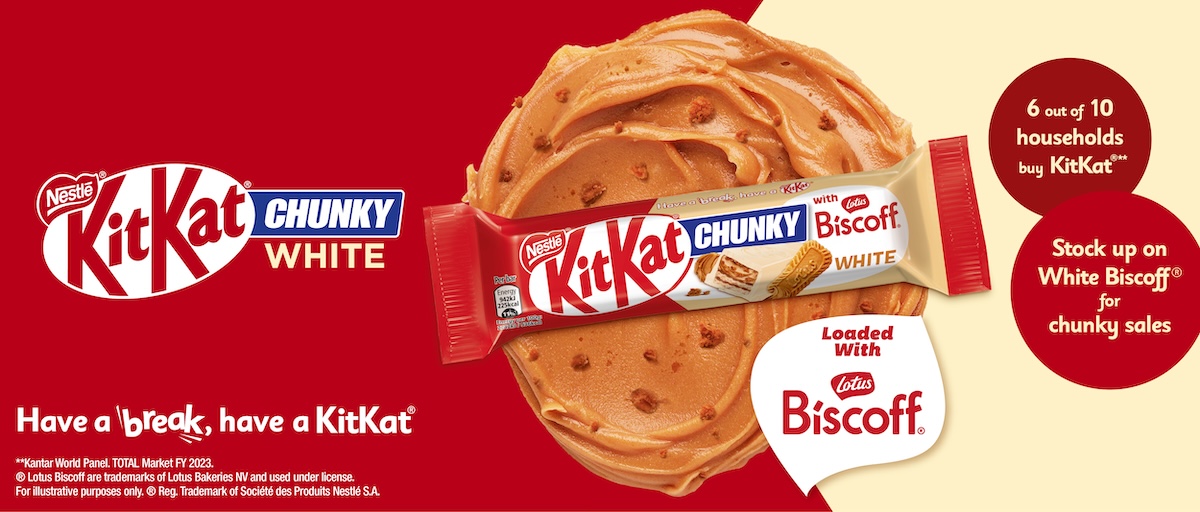 Stock up on the NEW Kit Kat White Biscoff for Chunky sales! 😍