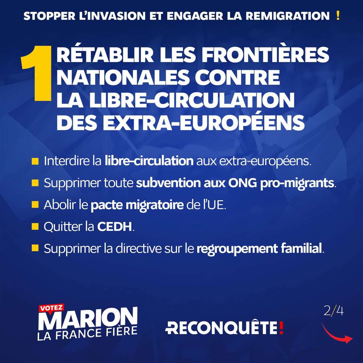 Les 92 propositions de Reconquête! pour agir à Bruxelles, défendre la France et les français et protéger la civilisation européenne 
👉votezmarion.fr 

#VotezMarion #VotezMarionLaFranceFière