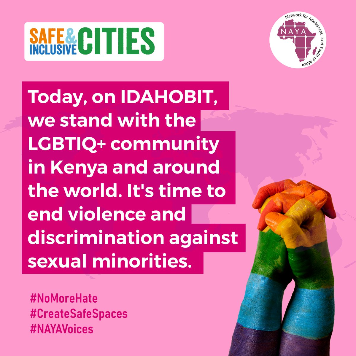 Celebrating International Day Against Homophobia, Biphobia, and Transphobia reminds us of the ongoing fight for equality. Let’s continue to advocate for LGBTQ+ rights #NoMoreHate #CreateSafeSpaces #NAYAVoices @RHRNKenya @NAYAKenya @KenyaSRHR @CSA_Kenya @Nairobits @lovemafrica