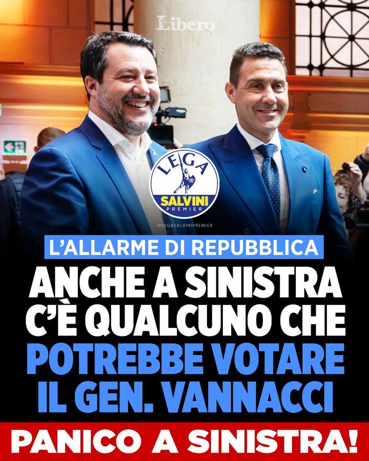 Repubblica allarmata: anche a sinistra qualcuno potrebbe votare per Roberto Vannacci 😁 Avanti tutta Generale!