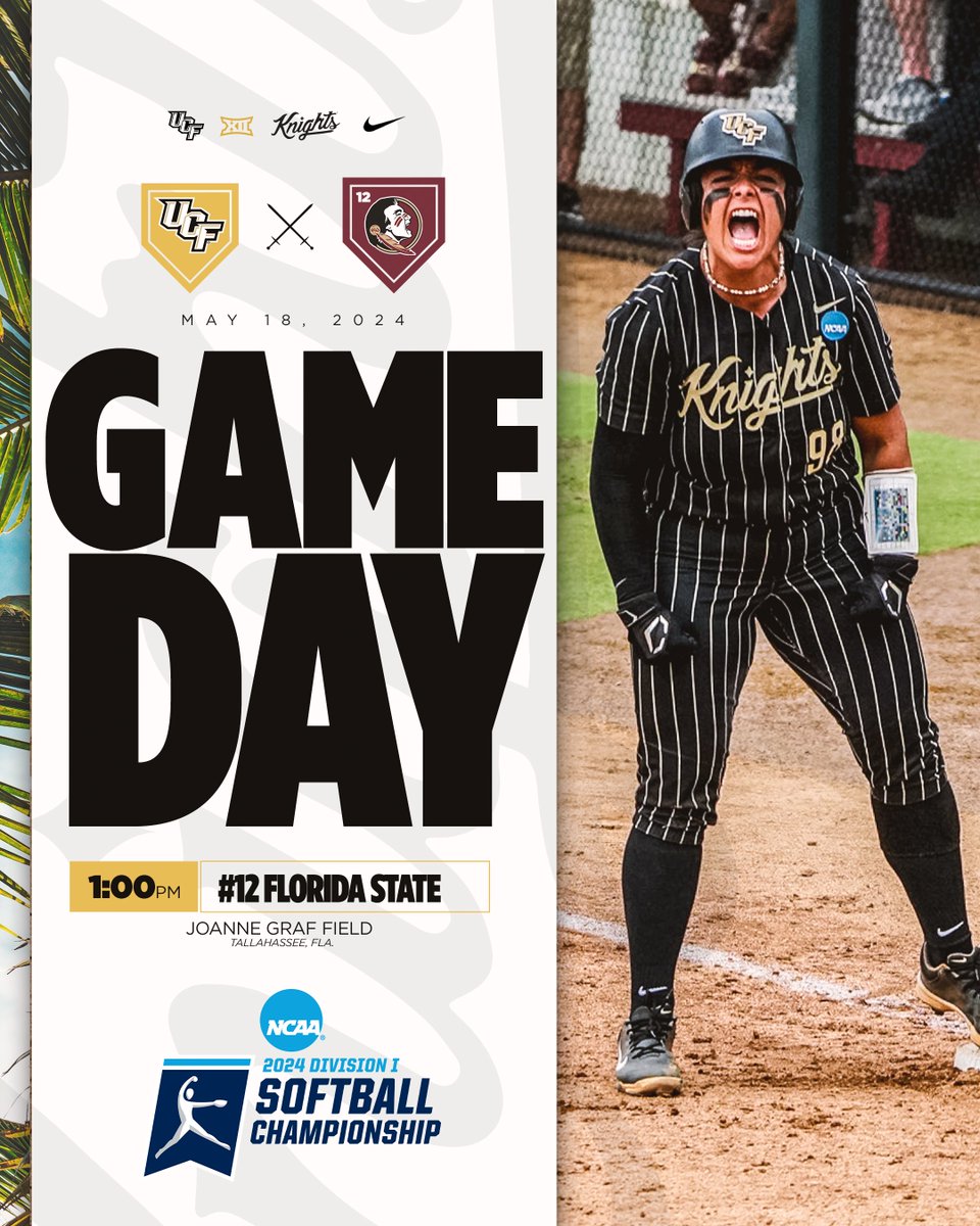 Keep it going. 🆚 No. 12 Florida State 🕐 1 p.m. 🏟️ JoAnne Graf Field 📺📊 linktr.ee/ucf_softball