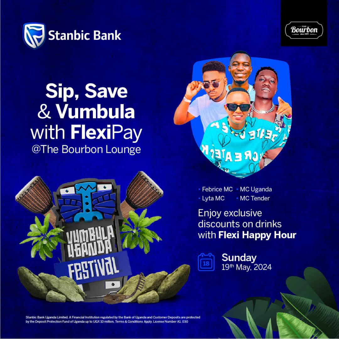 Sip, Save and Vumbula with #FlexiPay at BOURBON, JINJA🥁🥁

Don’t miss discounts on drinks, tickets courtesy of FlexiPay, happening tomorrow! 

A road to #VumbulaUgandaFestival 

#GreeningTheNile