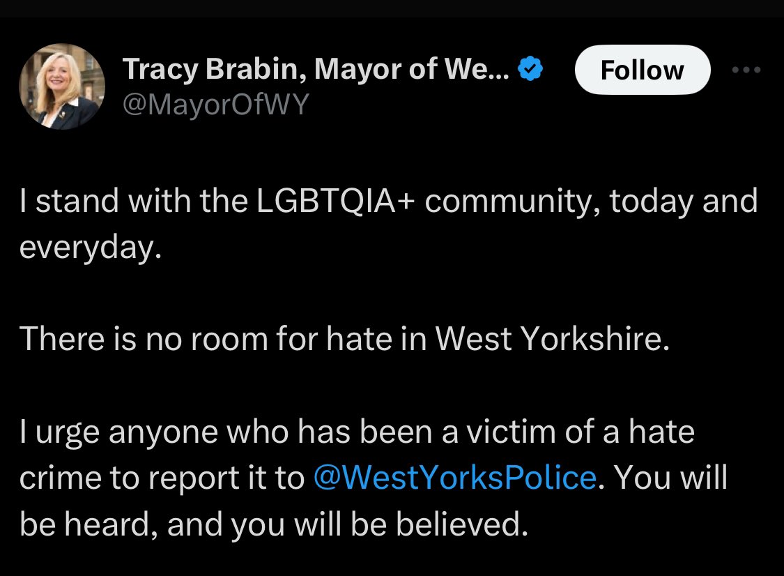 I’m sick and tired of the selective virtue signalling from an utterly useless @MayorOfWY .
Along with @kimleadbeater who were both nowhere to be found when muslims threatened the life of a schoolteacher who is still in hiding years later.
If you’re Lab, muslim hate is fine.
