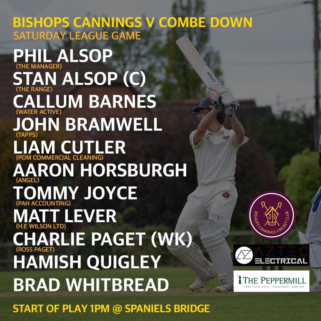 Back at The Bridge today as we host Combe Down. Here’s the 11 to do it. Forecast looking dry, unlike the bar. Get on down my sweeties - 1pm start. Forza Cannings!