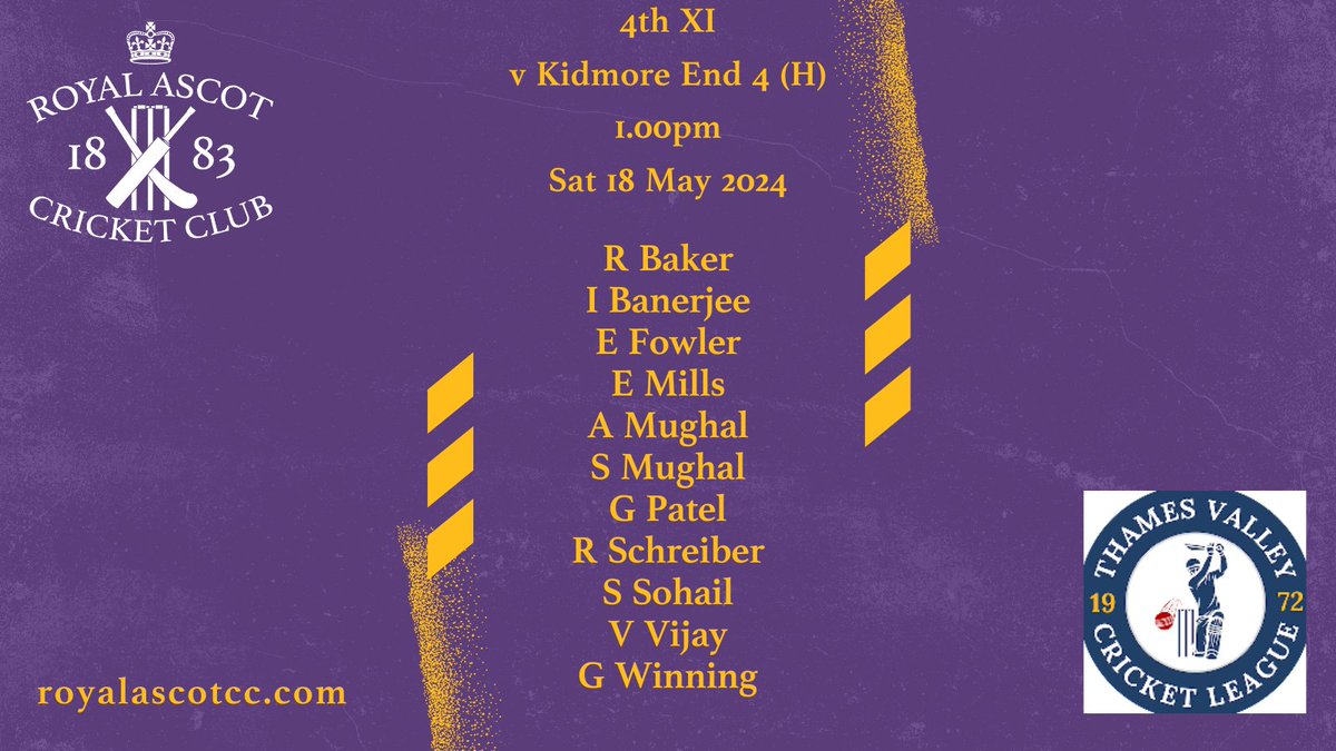 Week 2 - Thames Valley Cricket League. Today's teams