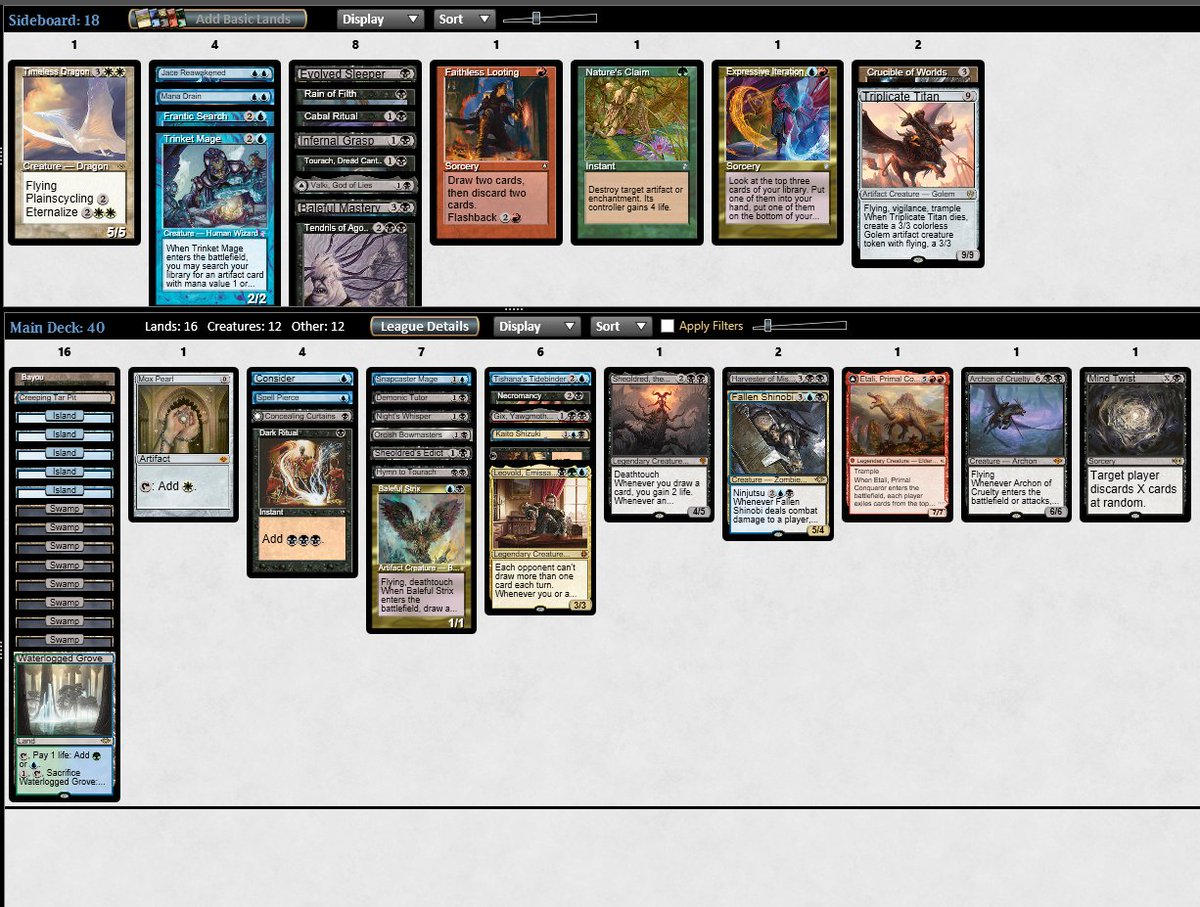 First draft, first 3-0 🏆
Leovold and reanimate package was sick, but trimmed them in 2 matches vs aggro decks.
Harvester was the MVP, singlehandedly winning me both said matches