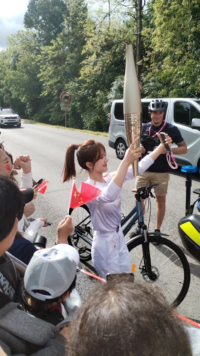 More photos of #ZhaoLusi as a torchbearer at Paris Olympics 2024.