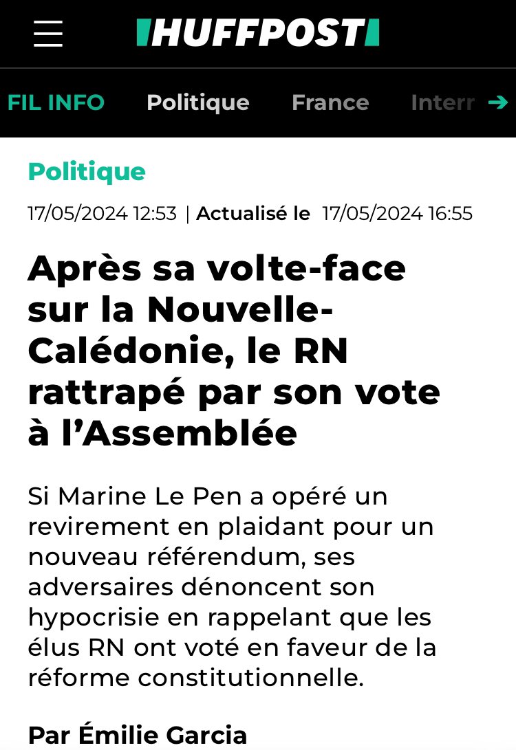 Le #RN et #Bardella c’est l’incompétence jusque dans leur infamie. En #Kanaky - #Nouvelle_Calédonie ils votent pour un désastre et retropédalent en urgence, confusément, en tenant la position inverse. Voilà ce que serait l’exercice du pouvoir par @J_Bardella et @MLP_officiel 🤷‍♂️