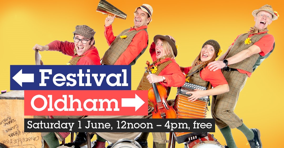 🎺🎶FESTIVAL OLDHAM - TWO WEEKS TO GO! On Saturday 1st June from 12 noon we'll be opening up our annual outdoor arts festival in the town centre. From street theatre, through to live music and outdoor art. There's something for everyone this year at Festival Oldham.