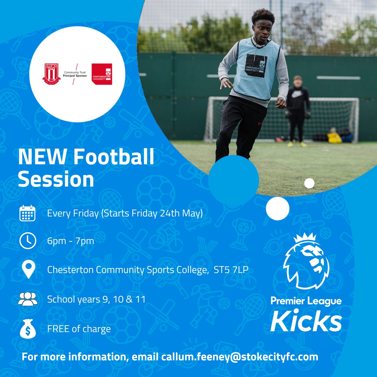 🚨 NEW Youth Engagement session 🚨 We are really excited to launch our new FREE Football session at Chesterton Community College next week 🙌 We hope that this will be a popular one, so come on down and see it for yourself. No booking is needed, just turn up and play! ❤️🤍