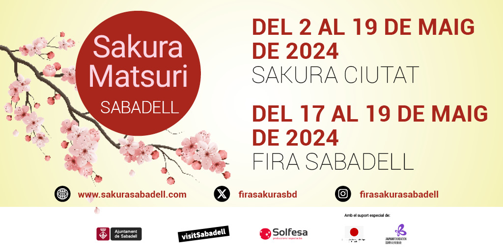 🎌 🇯🇵 𝗙𝗶𝗿𝗮 𝗦𝗮𝗸𝘂𝗿𝗮 𝗠𝗮𝘁𝘀𝘂𝗿𝗶 2024 a Sabadell Tot el Japó a Sabadell🎏 🌐 Tota la programació a sakurasabadell.com #Visitsabadell #FiraSakura #FiraSakuraSabadell