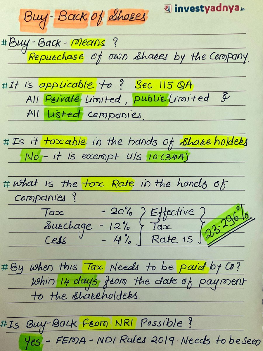 All about Buy Back of Shares!! #TaxYadnya