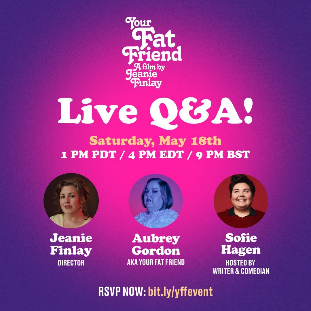 I know this looks like we are contenders in a prize fight it it is a Q&A, tonight with me, @yrfatfriend and @SofieHagen Tickets are pay what you feel so sign up now! bit.ly/yffevent