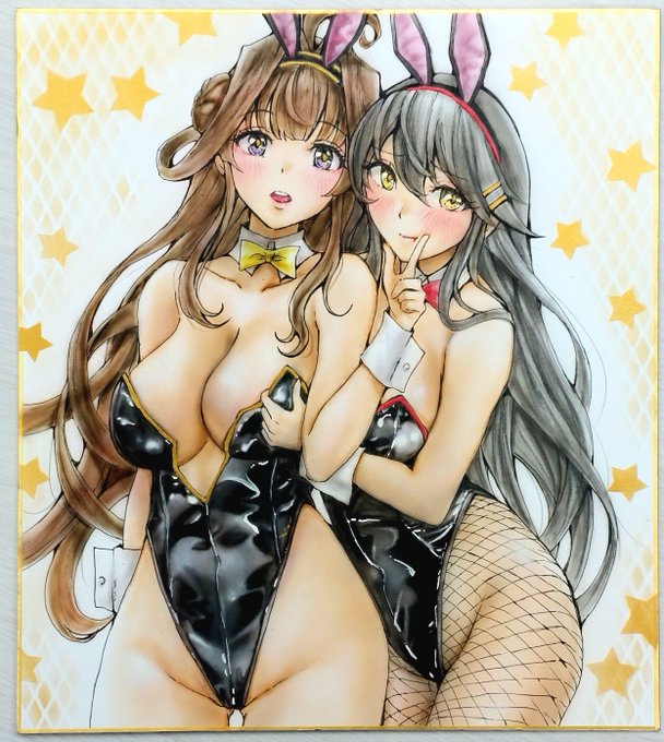 今日は金剛ちゃんの進水日!
神戸かわさき用の色紙がちょうど完成したからついでに載せます🙌

バニー金剛&amp;榛名

#金剛進水日
#艦これ 