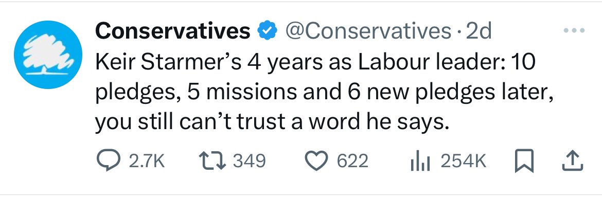They’re just trolling us now!! In that 4 years the Tories have managed: 3 Prime Ministers 1 crashed economy 762 Sunak “resets” (approximately😜) Leveling up agenda - abandoned Green agenda - abandoned Welcoming Refugees - abandoned Welcoming foreign students - abandoned #GTTO