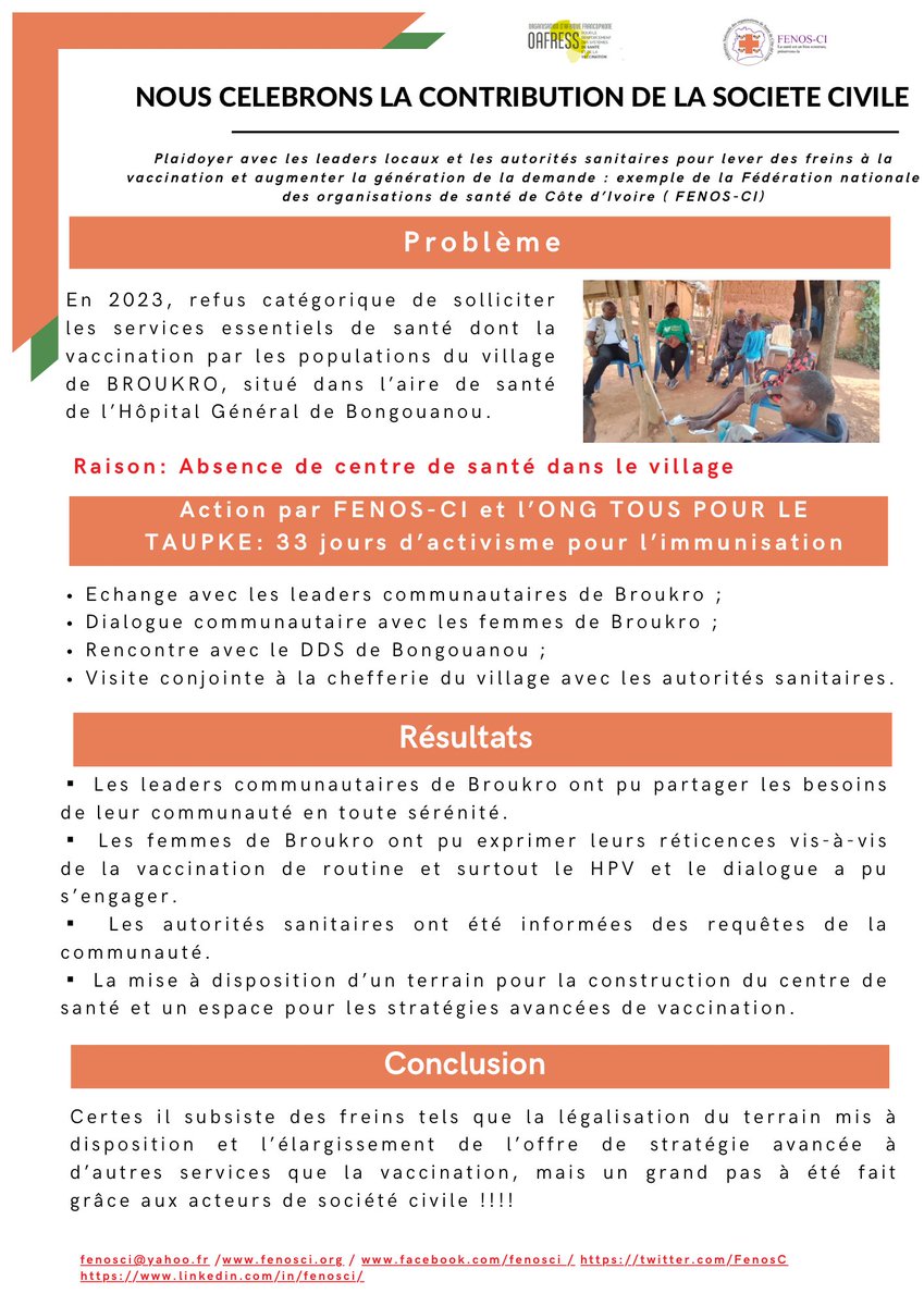 LEVER LES FREINS A LA VACCINATION ET AUGMENTER LA GENERATION DE LA DEMANDE

Découvrez dans cet article l’expérience de 33 jours d’activisme et de plaidoyer de la <a href="/FenosC/">FENOS-CI</a> #CôtedIvoire pour l’immunisation grâce.

La société civile peut influencer et faire bouger les lignes !