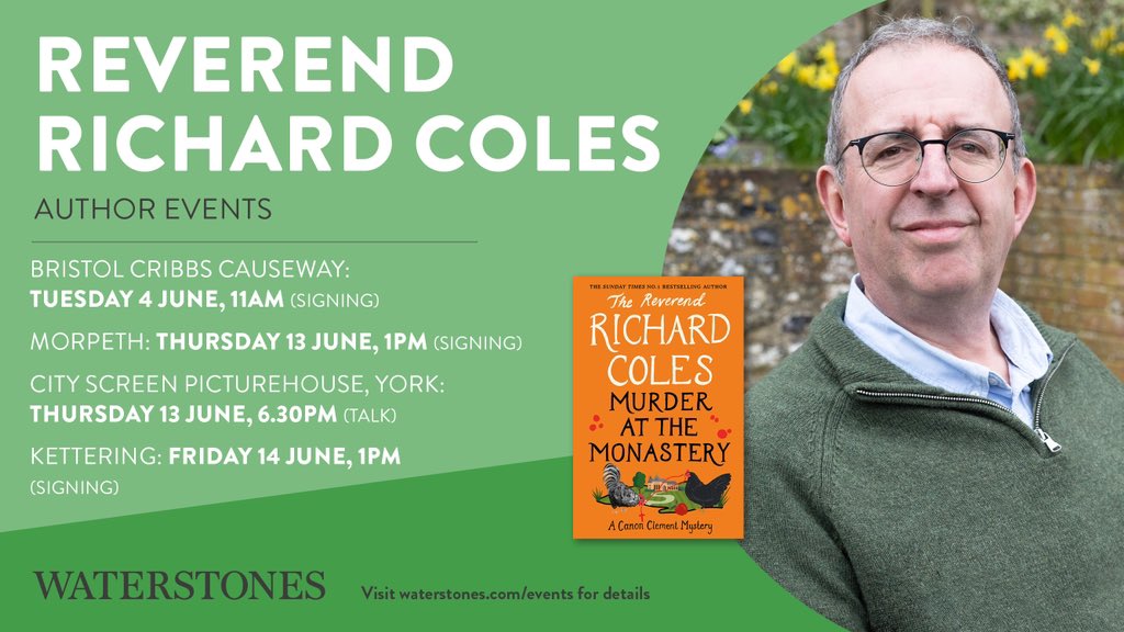 Come and Meet the Reverend Richard Coles! He’ll be joining us at Morpeth Waterstones on Thursday June 13 at 1pm to sign his new book Murder at the Monastery! Please arrive early to avoid disappointment.
