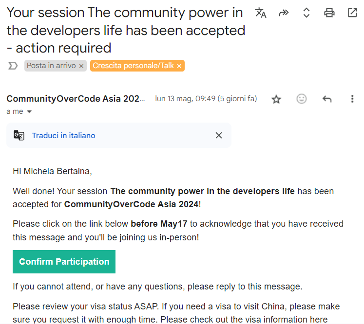 BertainaMichela's tweet image. Even if I will not have the possibility to attend #CommunityOverCodeAsia this year in Hangzhou, #China I am super happy that my talk have been selected for a such a great conference 🧡
If you are close by do not miss the opportunity to join them asia.communityovercode.org