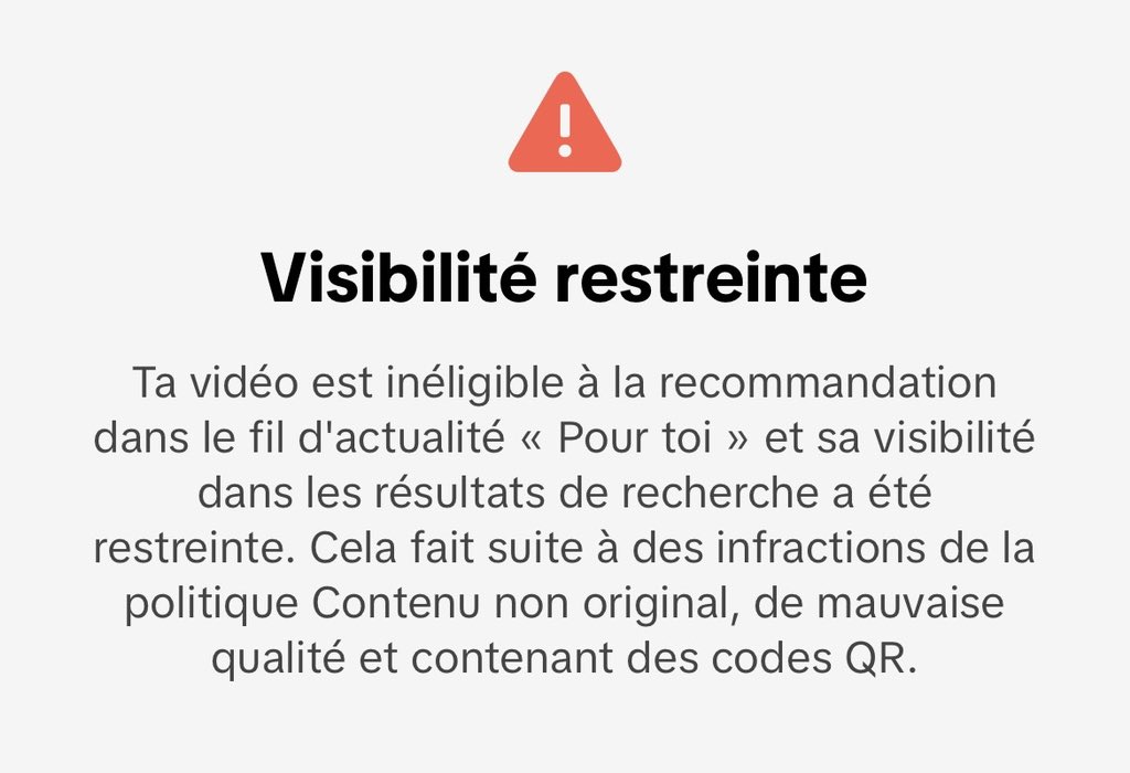 Tes vidéos se font démonétisé sur TIKTOK pour: « Contenu non original » ? 😨 

Je t’envoie mes astuces qui vont te permettre de gagner 90% de tes contestations ✅

- Like ❤️
- Retweet 🔁
- Commente “ASTUCES” 💬

(Il faut que me follow pour que je puisse te l’envoyer)