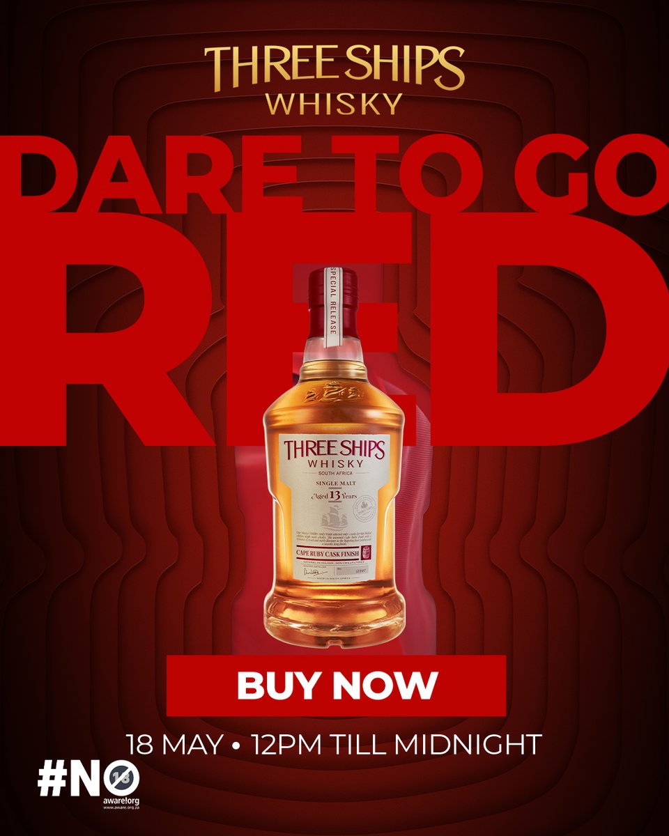 Dare to go red with the limited edition Three Ships Whisky 13YO Single Malt #CapeRubyCaskFinish, on sale now. Only 400 bottles avail. Buy yours NOW and stand to WIN one of 20 hidden prizes. Link to themasterscollection.co.za