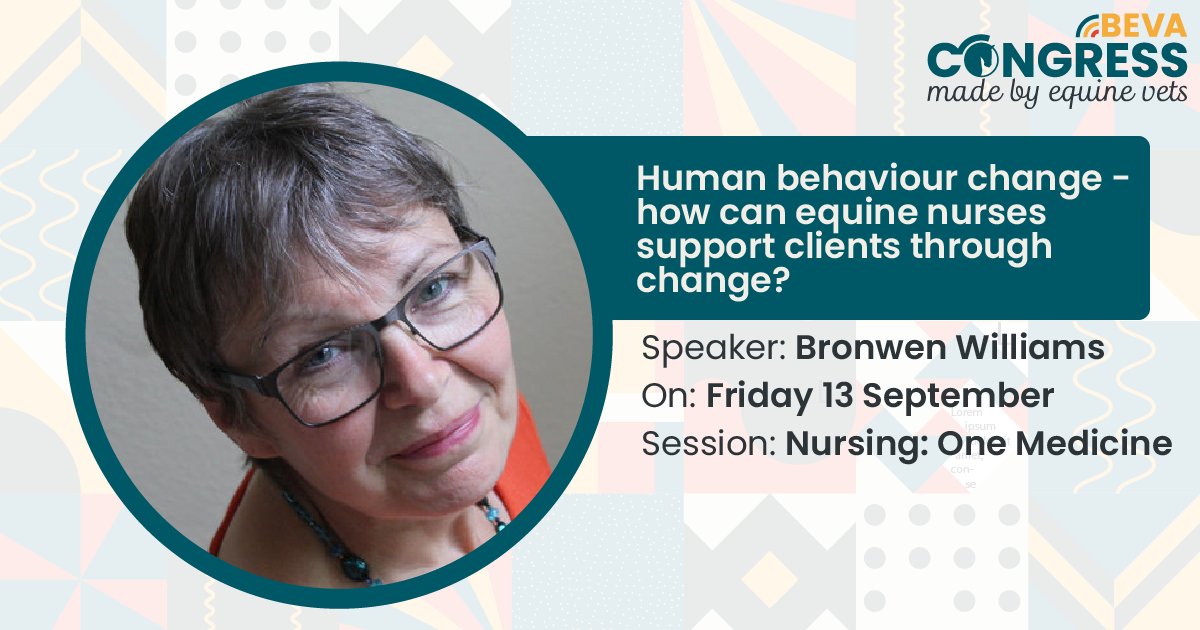 We're delighted that Bronwen Williams will join us for our One Medicine: Nursing session on Friday at #BEVA24. Bronwen will delve into the fascinating field of human behaviour change and its impact. View the full programme and book your ticket here - bit.ly/4aQZU5A